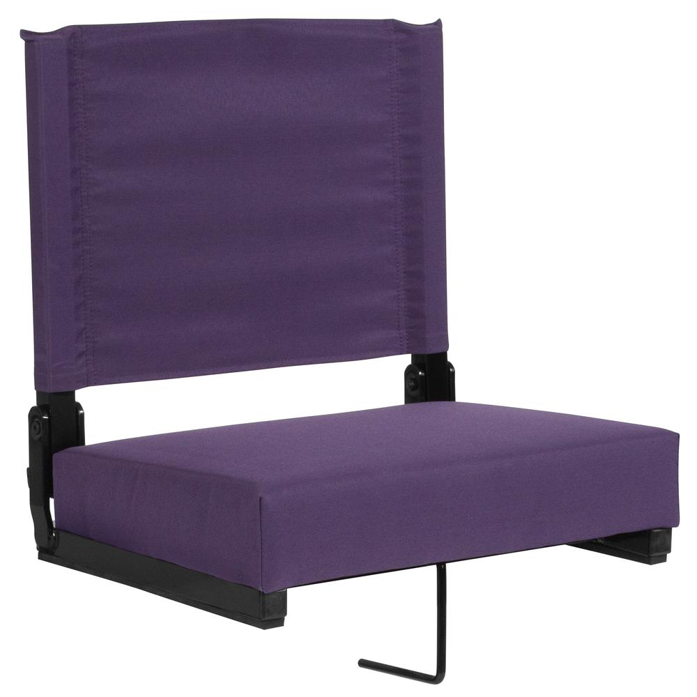 500 lb. Rated Lightweight Stadium Chair with Handle & Ultra-Padded Seat, Dark Purple. Picture 1