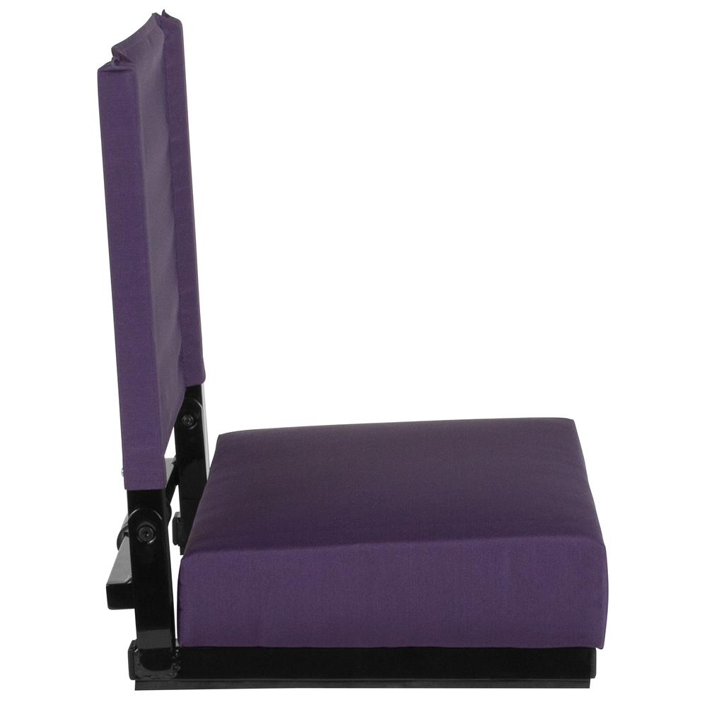 500 lb. Rated Lightweight Stadium Chair with Handle & Ultra-Padded Seat, Dark Purple. Picture 2