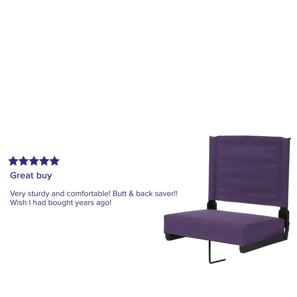 500 lb. Rated Lightweight Stadium Chair with Handle & Ultra-Padded Seat, Dark Purple. Picture 6