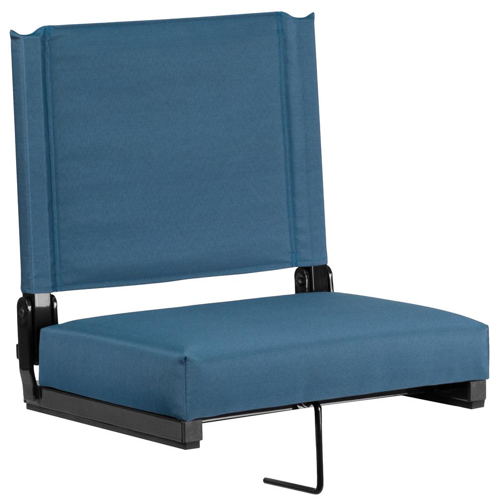 500 lb. Rated Lightweight Stadium Chair with Handle & Ultra-Padded Seat, Teal. Picture 1