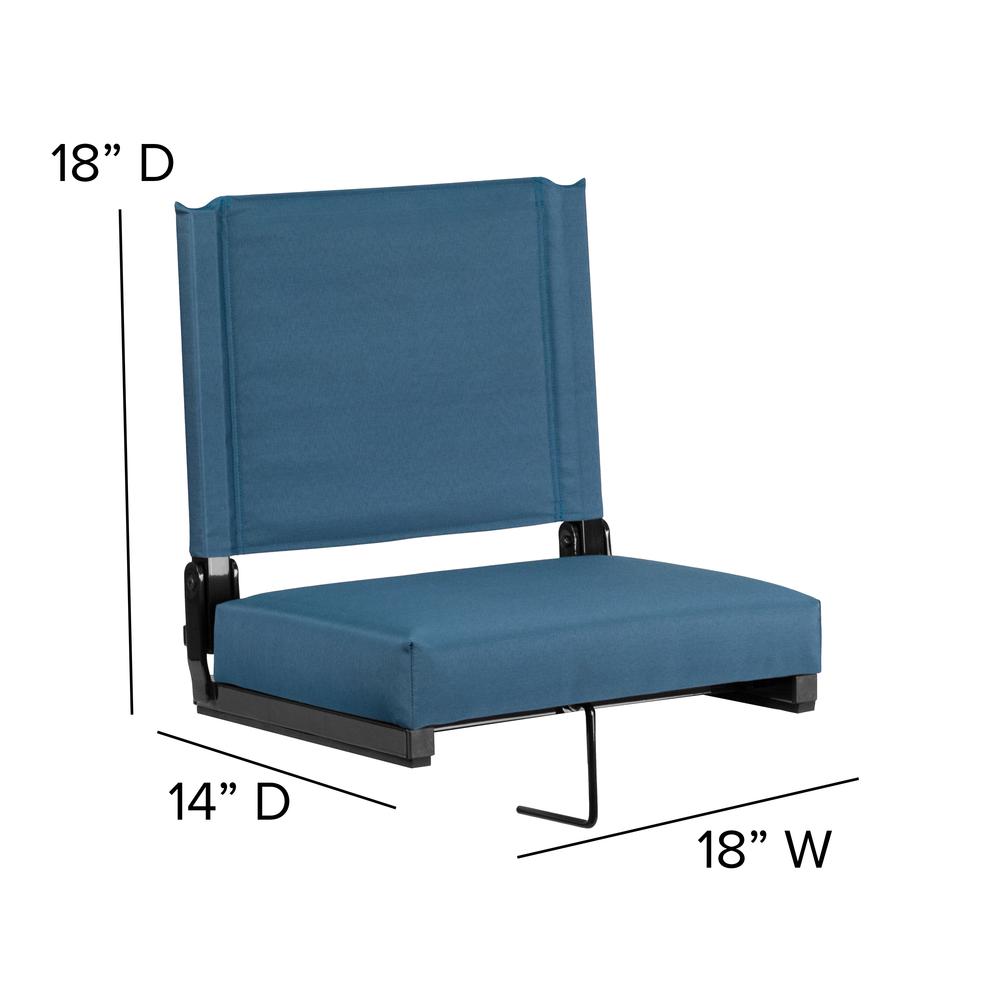 500 lb. Rated Lightweight Stadium Chair with Handle & Ultra-Padded Seat, Teal. Picture 2