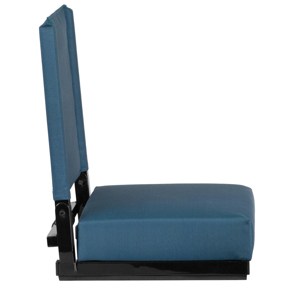 500 lb. Rated Lightweight Stadium Chair with Handle & Ultra-Padded Seat, Teal. Picture 3