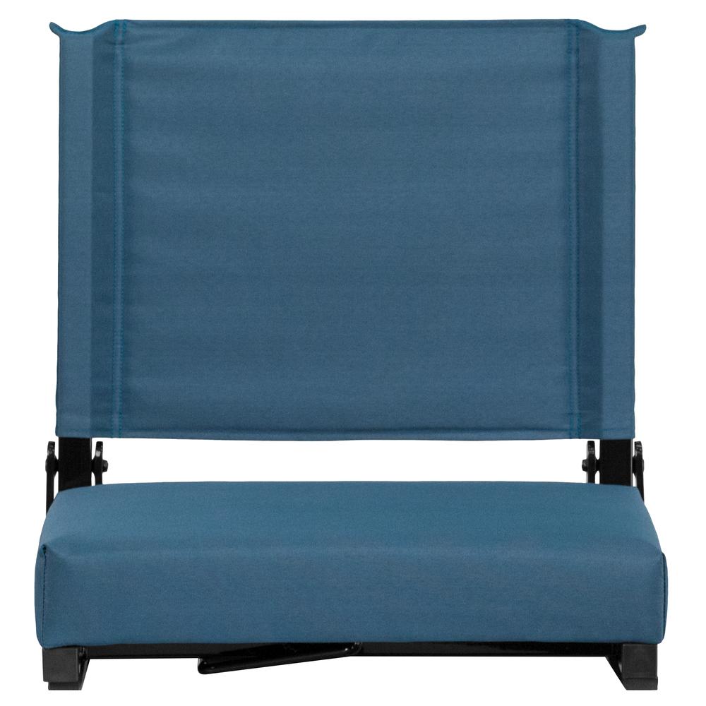500 lb. Rated Lightweight Stadium Chair with Handle & Ultra-Padded Seat, Teal. Picture 5