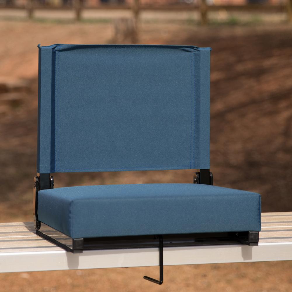 500 lb. Rated Lightweight Stadium Chair with Handle & Ultra-Padded Seat, Teal. Picture 8