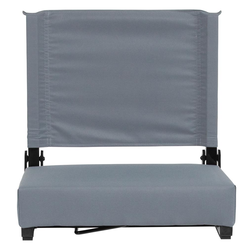 Grandstand Comfort Seats by Flash with 500 LB. Weight Capacity Lightweight Aluminum Frame and Ultra-Padded Seat in Gray. Picture 4
