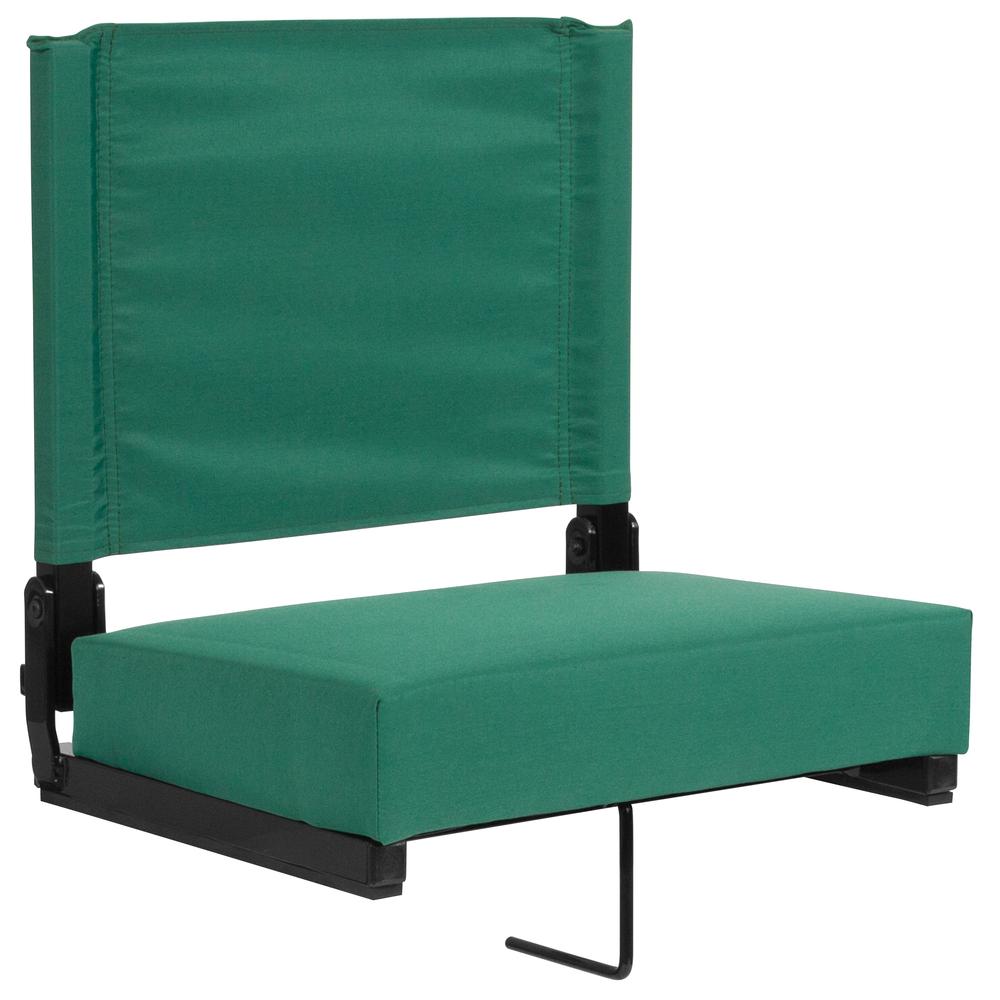 500 lb. Rated Lightweight Stadium Chair with Handle & Ultra-Padded Seat, Hunter Green. Picture 1