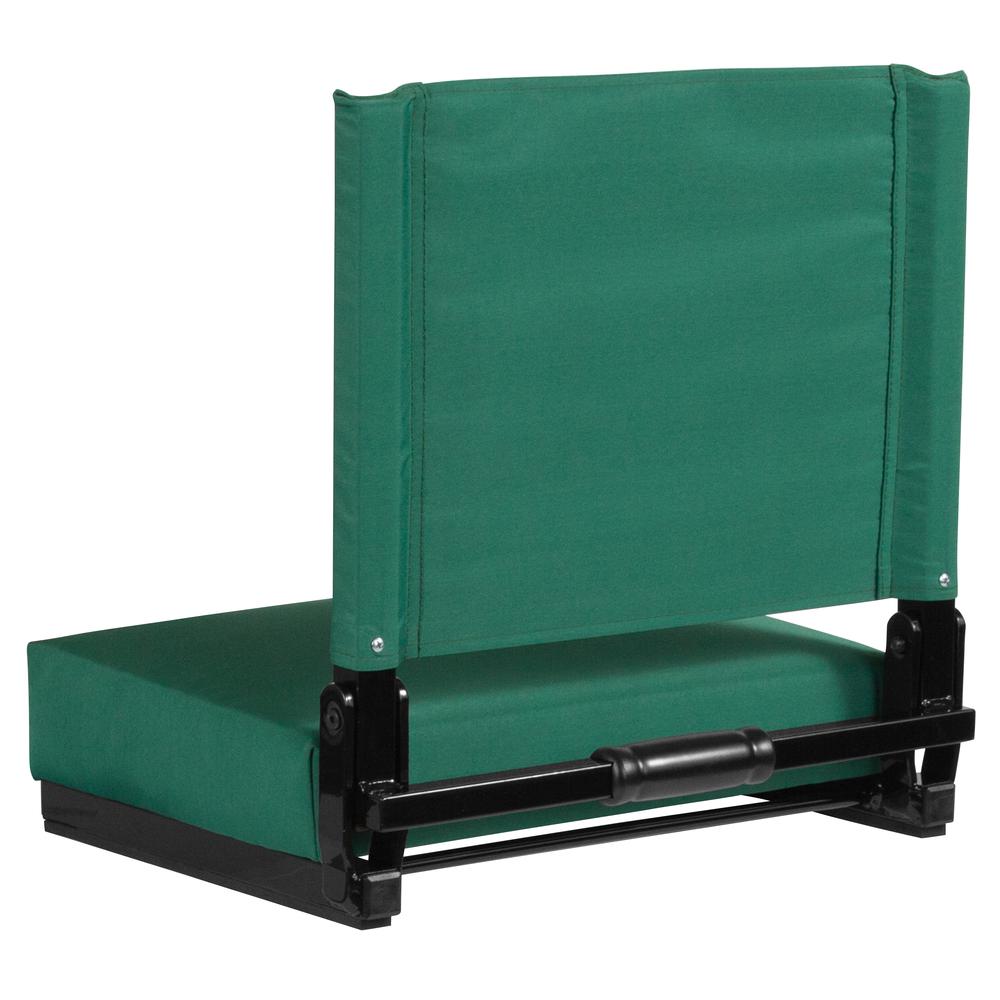 500 lb. Rated Lightweight Stadium Chair with Handle & Ultra-Padded Seat, Hunter Green. Picture 3
