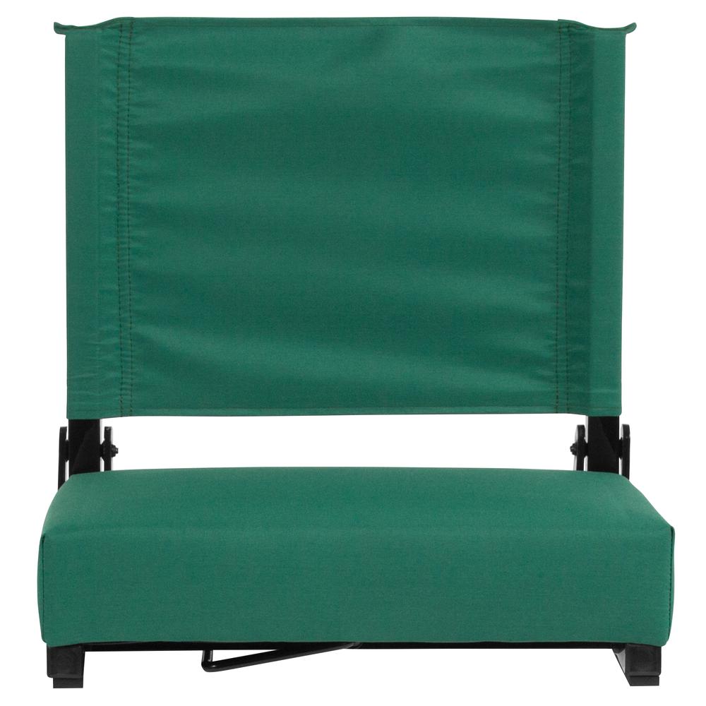 500 lb. Rated Lightweight Stadium Chair with Handle & Ultra-Padded Seat, Hunter Green. Picture 4