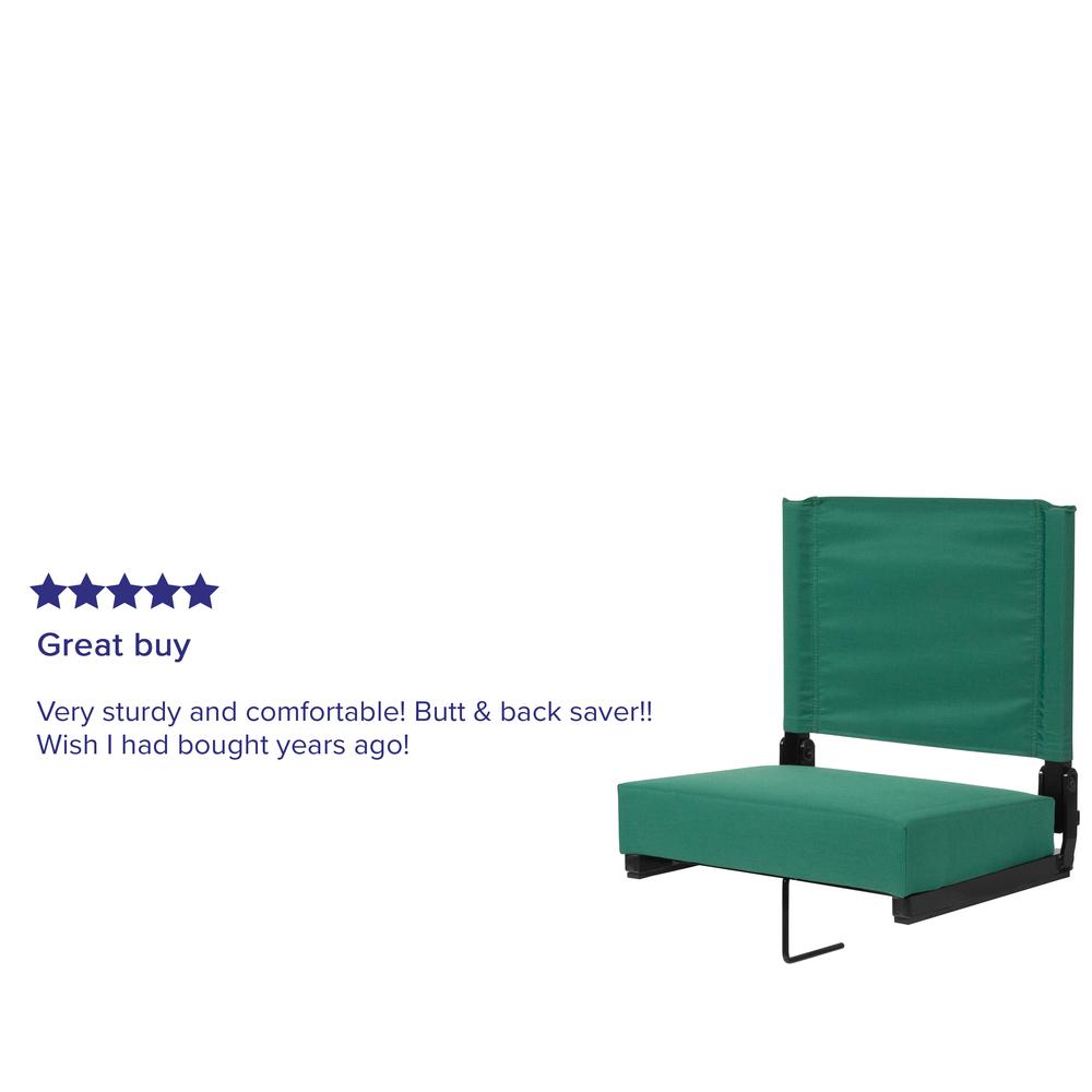 500 lb. Rated Lightweight Stadium Chair with Handle & Ultra-Padded Seat, Hunter Green. Picture 6
