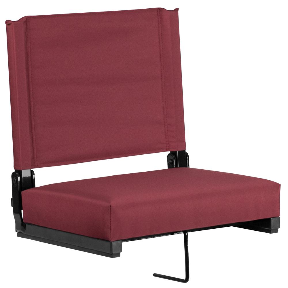 500 lb. Rated Lightweight Stadium Chair with Handle & Ultra-Padded Seat, Maroon. Picture 1