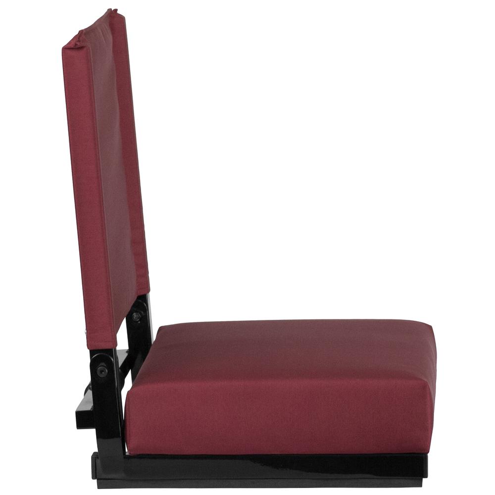 500 lb. Rated Lightweight Stadium Chair with Handle & Ultra-Padded Seat, Maroon. Picture 3