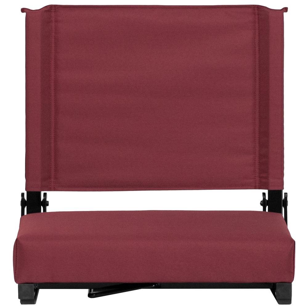 500 lb. Rated Lightweight Stadium Chair with Handle & Ultra-Padded Seat, Maroon. Picture 5