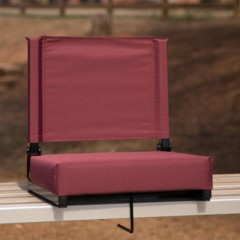 500 lb. Rated Lightweight Stadium Chair with Handle & Ultra-Padded Seat, Maroon. Picture 8