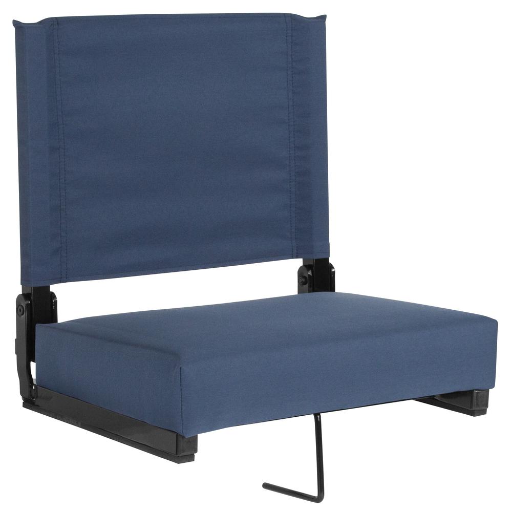 500 lb. Rated Lightweight Stadium Chair with Handle & Ultra-Padded Seat, Navy Blue. Picture 1