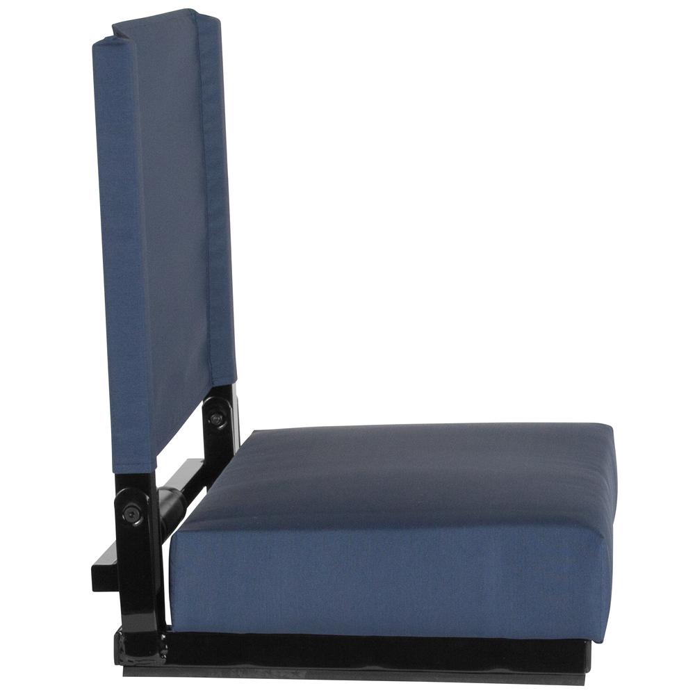 500 lb. Rated Lightweight Stadium Chair with Handle & Ultra-Padded Seat, Navy Blue. Picture 2