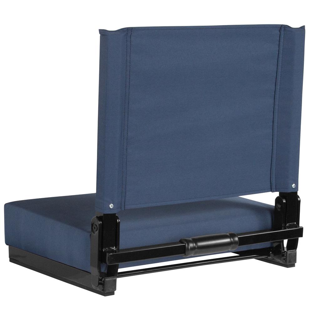 500 lb. Rated Lightweight Stadium Chair with Handle & Ultra-Padded Seat, Navy Blue. Picture 3