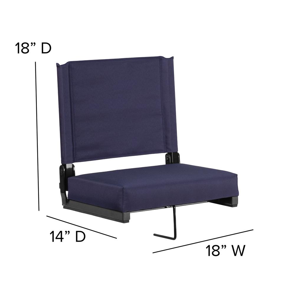 500 lb. Rated Lightweight Stadium Chair with Handle & Ultra-Padded Seat, Navy. Picture 2