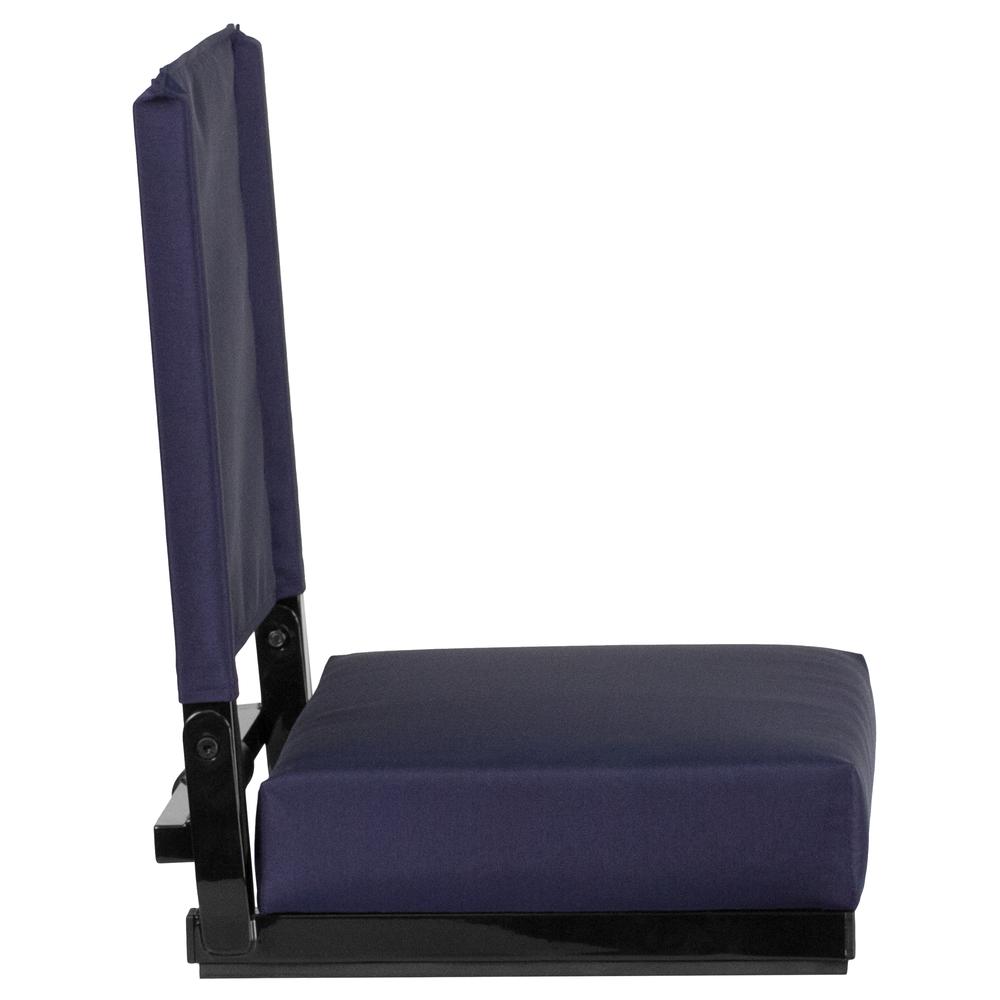 500 lb. Rated Lightweight Stadium Chair with Handle & Ultra-Padded Seat, Navy. Picture 3
