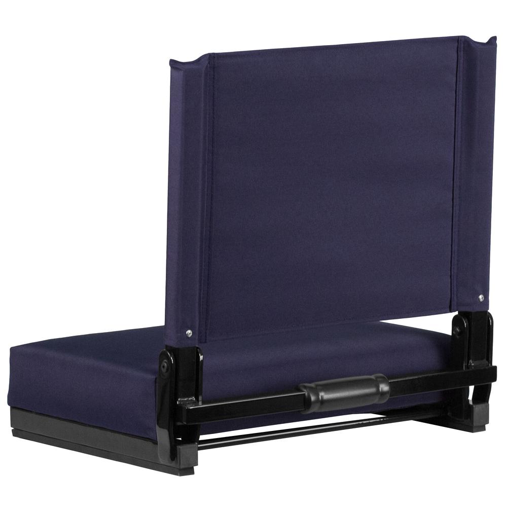 500 lb. Rated Lightweight Stadium Chair with Handle & Ultra-Padded Seat, Navy. Picture 4