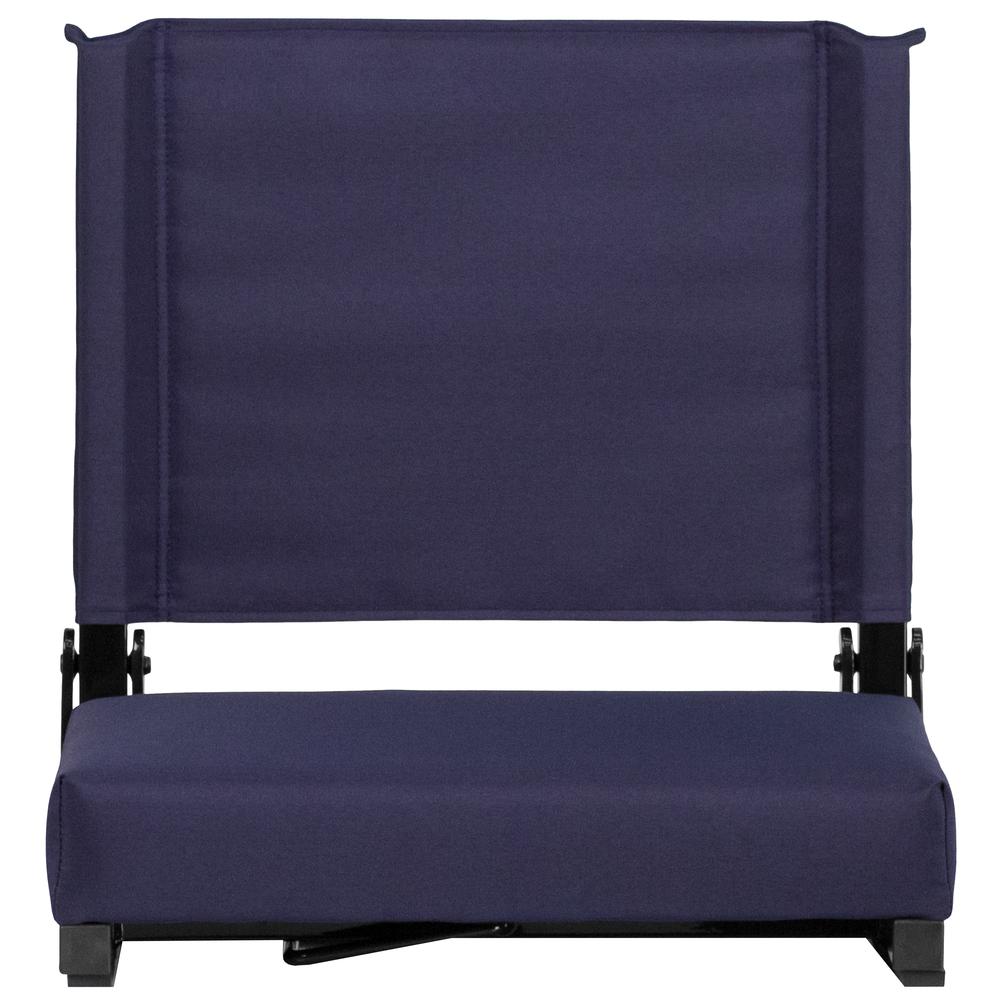 500 lb. Rated Lightweight Stadium Chair with Handle & Ultra-Padded Seat, Navy. Picture 5