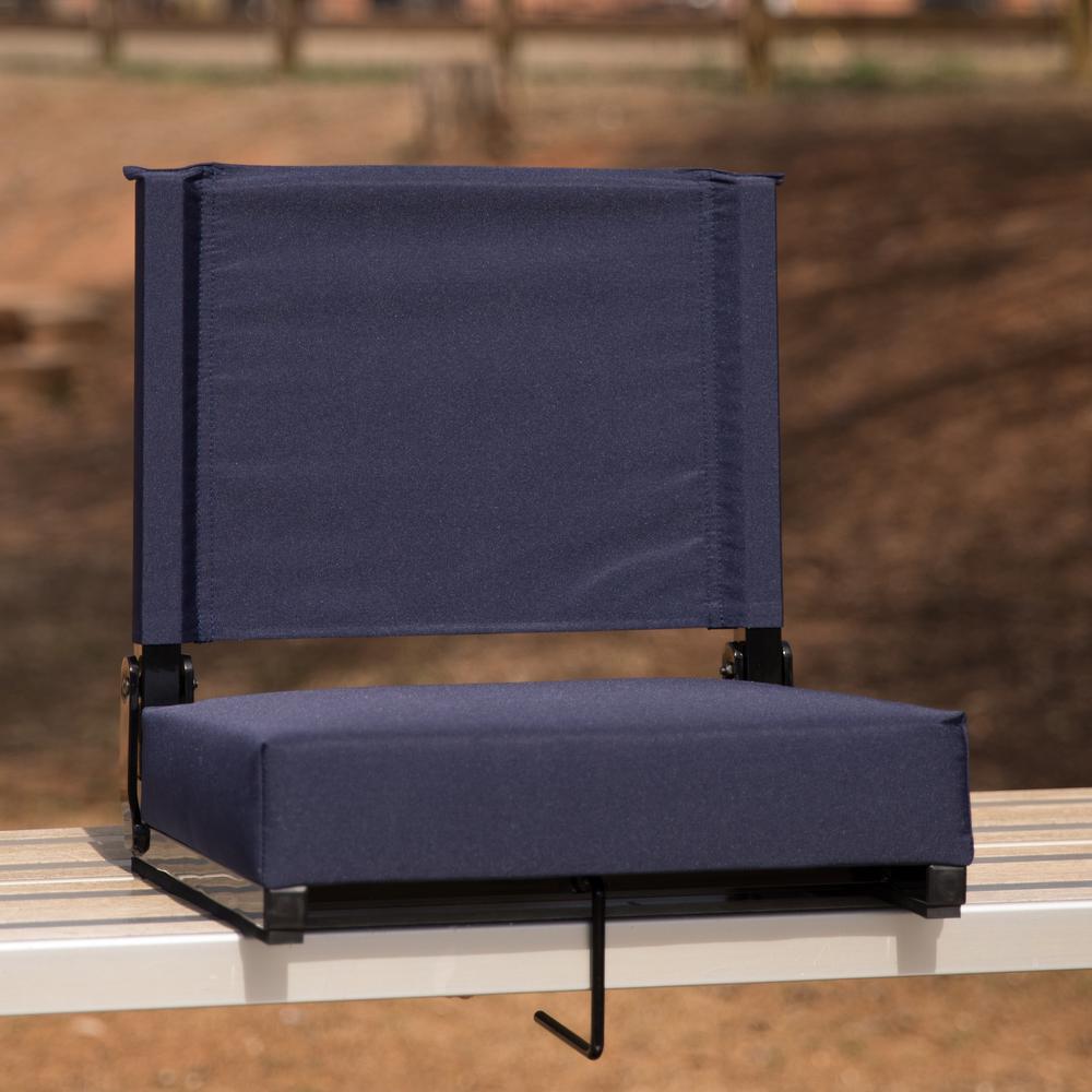 500 lb. Rated Lightweight Stadium Chair with Handle & Ultra-Padded Seat, Navy. Picture 8