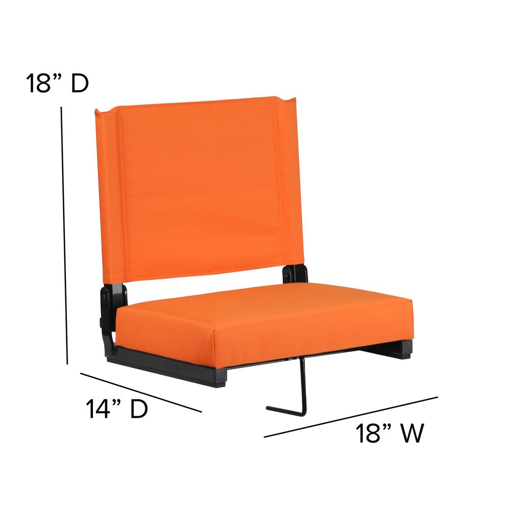 500 lb. Rated Lightweight Stadium Chair with Handle & Ultra-Padded Seat, Orange. Picture 2