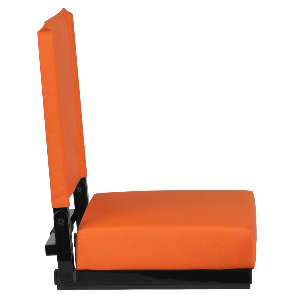 500 lb. Rated Lightweight Stadium Chair with Handle & Ultra-Padded Seat, Orange. Picture 3