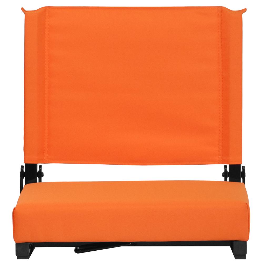 500 lb. Rated Lightweight Stadium Chair with Handle & Ultra-Padded Seat, Orange. Picture 5