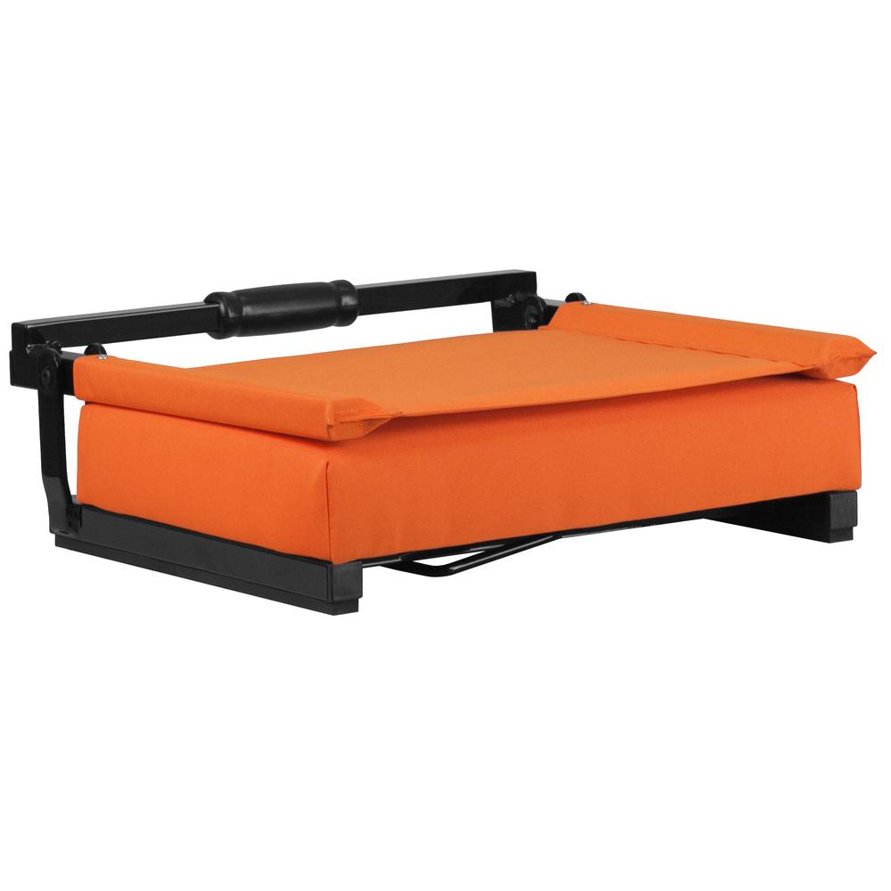 500 lb. Rated Lightweight Stadium Chair with Handle & Ultra-Padded Seat, Orange. Picture 6