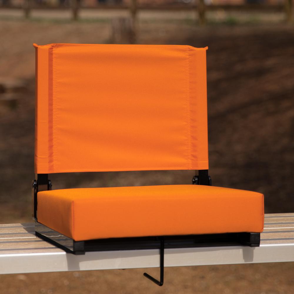 500 lb. Rated Lightweight Stadium Chair with Handle & Ultra-Padded Seat, Orange. Picture 8