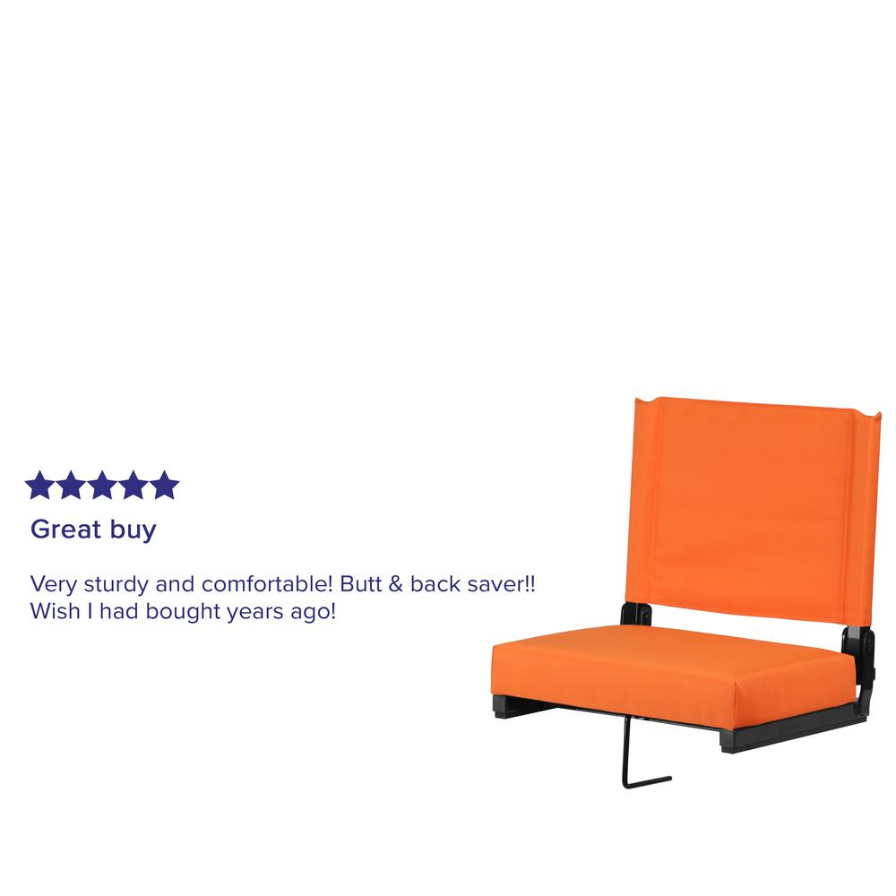 500 lb. Rated Lightweight Stadium Chair with Handle & Ultra-Padded Seat, Orange. Picture 9