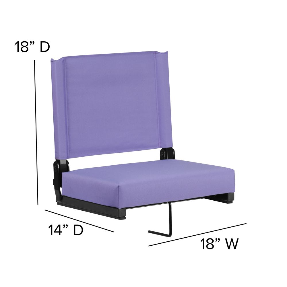 500 lb. Rated Lightweight Stadium Chair with Handle & Ultra-Padded Seat, Purple. Picture 2