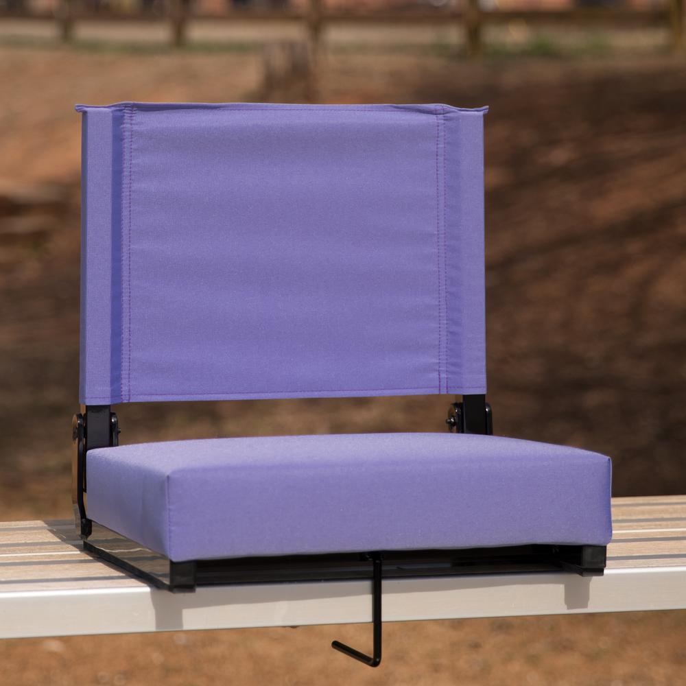 500 lb. Rated Lightweight Stadium Chair with Handle & Ultra-Padded Seat, Purple. Picture 9