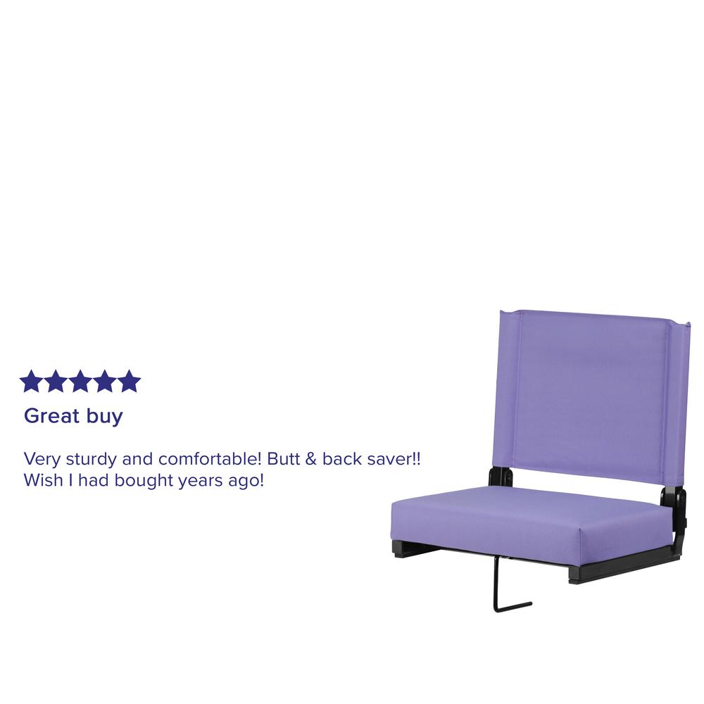 500 lb. Rated Lightweight Stadium Chair with Handle & Ultra-Padded Seat, Purple. Picture 10