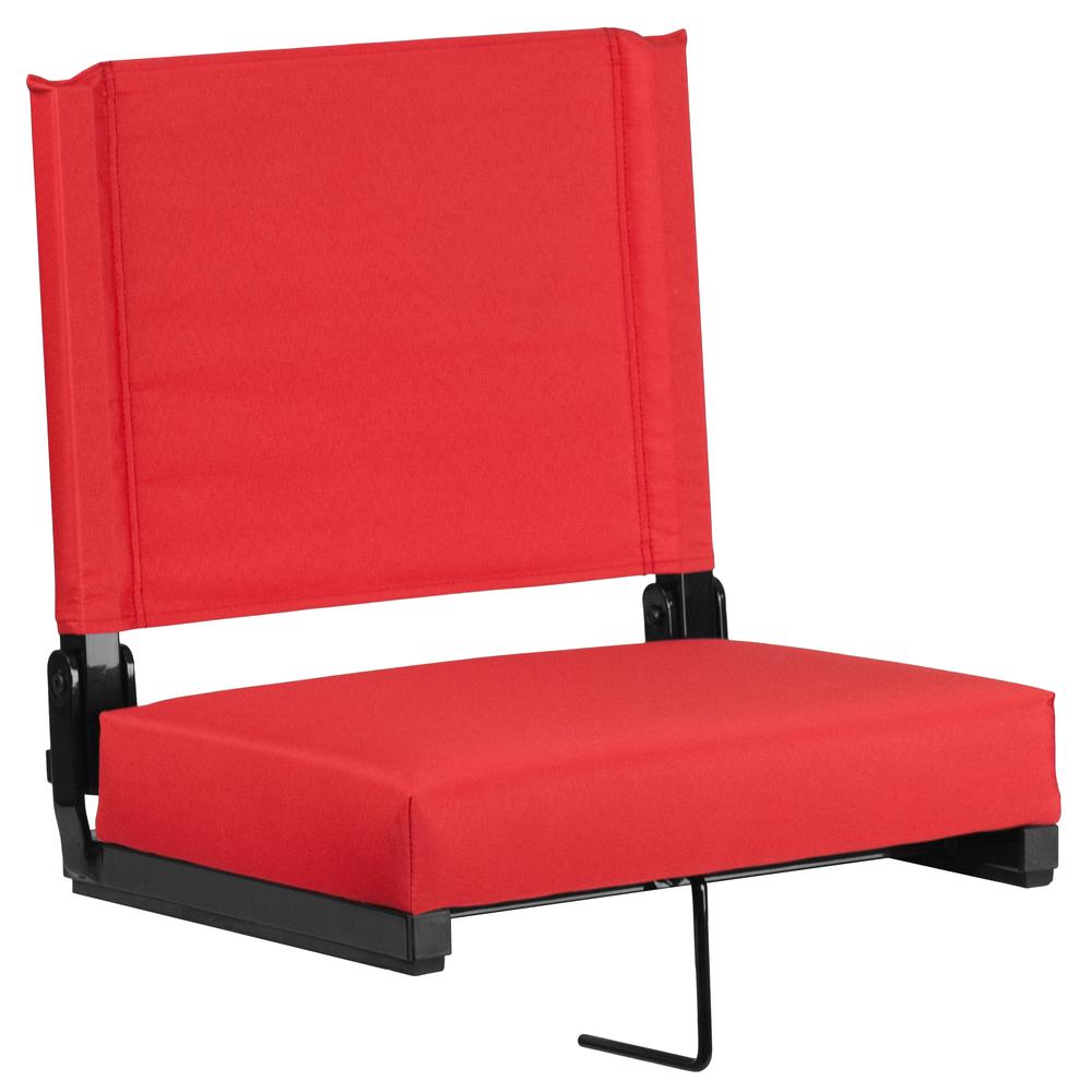 500 lb. Rated Lightweight Stadium Chair with Handle & Ultra-Padded Seat, Red. Picture 1