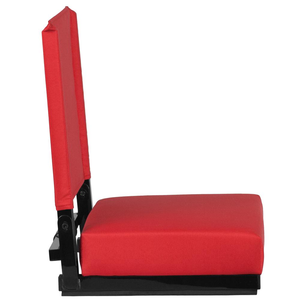 500 lb. Rated Lightweight Stadium Chair with Handle & Ultra-Padded Seat, Red. Picture 3