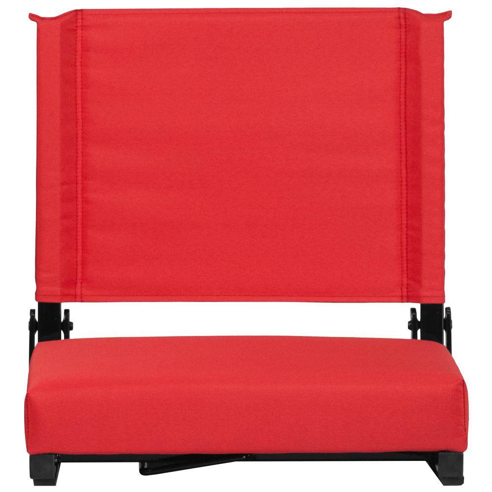 500 lb. Rated Lightweight Stadium Chair with Handle & Ultra-Padded Seat, Red. Picture 5