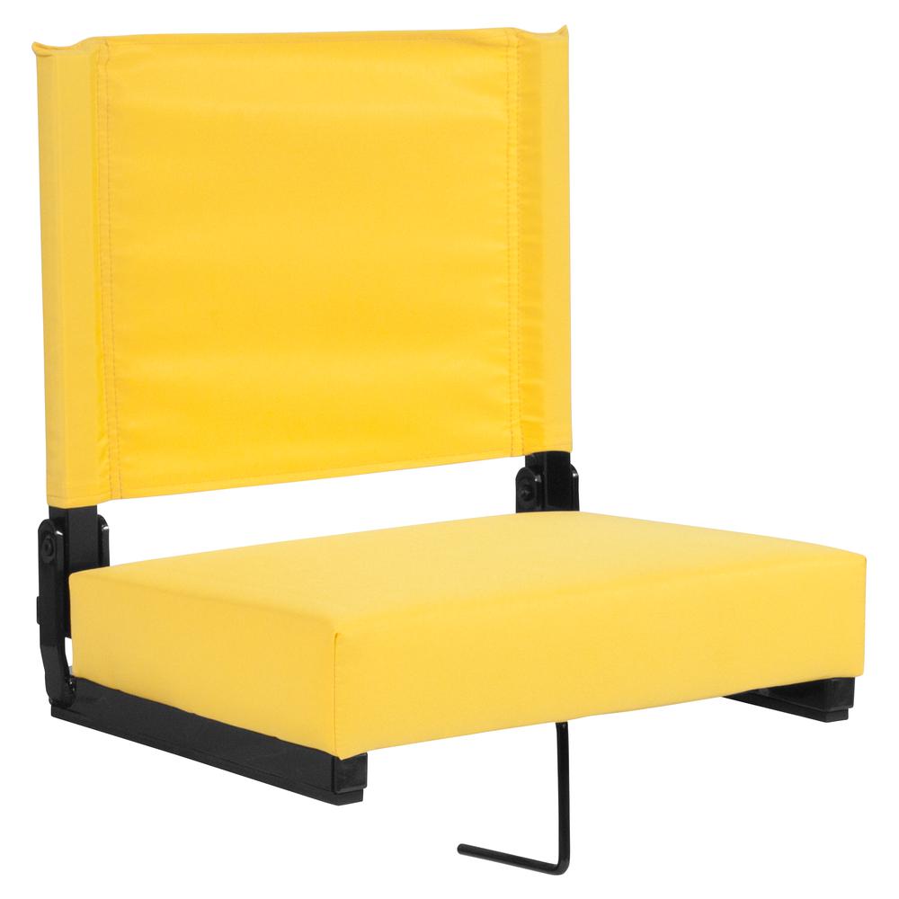 500 lb. Rated Lightweight Stadium Chair with Handle & Ultra-Padded Seat, Yellow. Picture 1