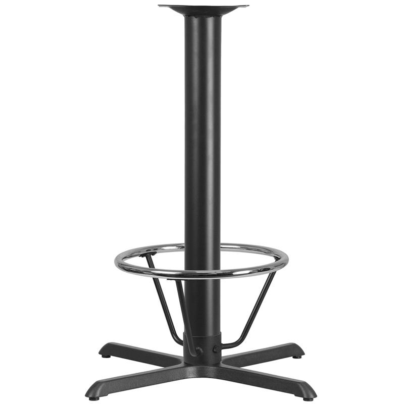 33'' x 33'' Restaurant Table X-Base with 4'' Dia. Bar Height Column and Foot Ring. Picture 1