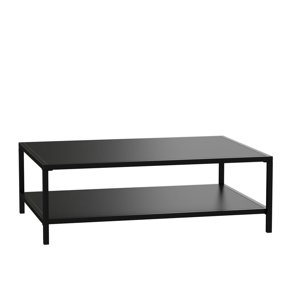 2 Tier Patio Coffee Table Black Coffee Table, Porch, or Poolside-Steel Leg Frame. Picture 2
