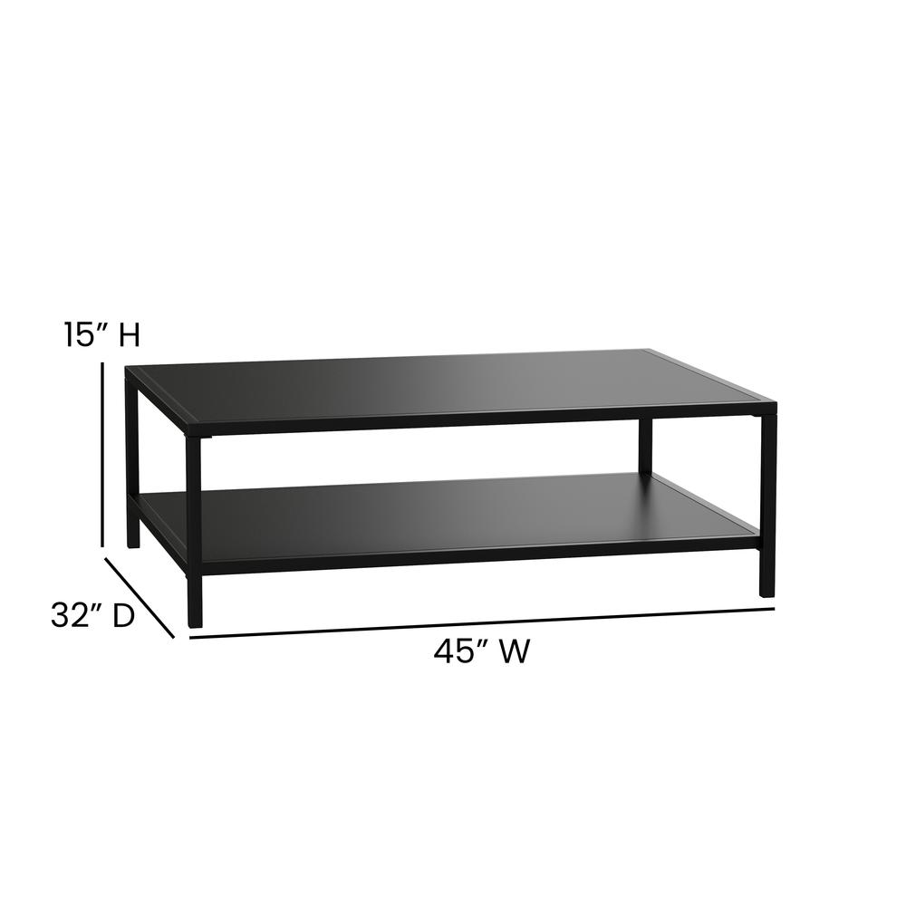 2 Tier Patio Coffee Table Black Coffee Table, Porch, or Poolside-Steel Leg Frame. Picture 4