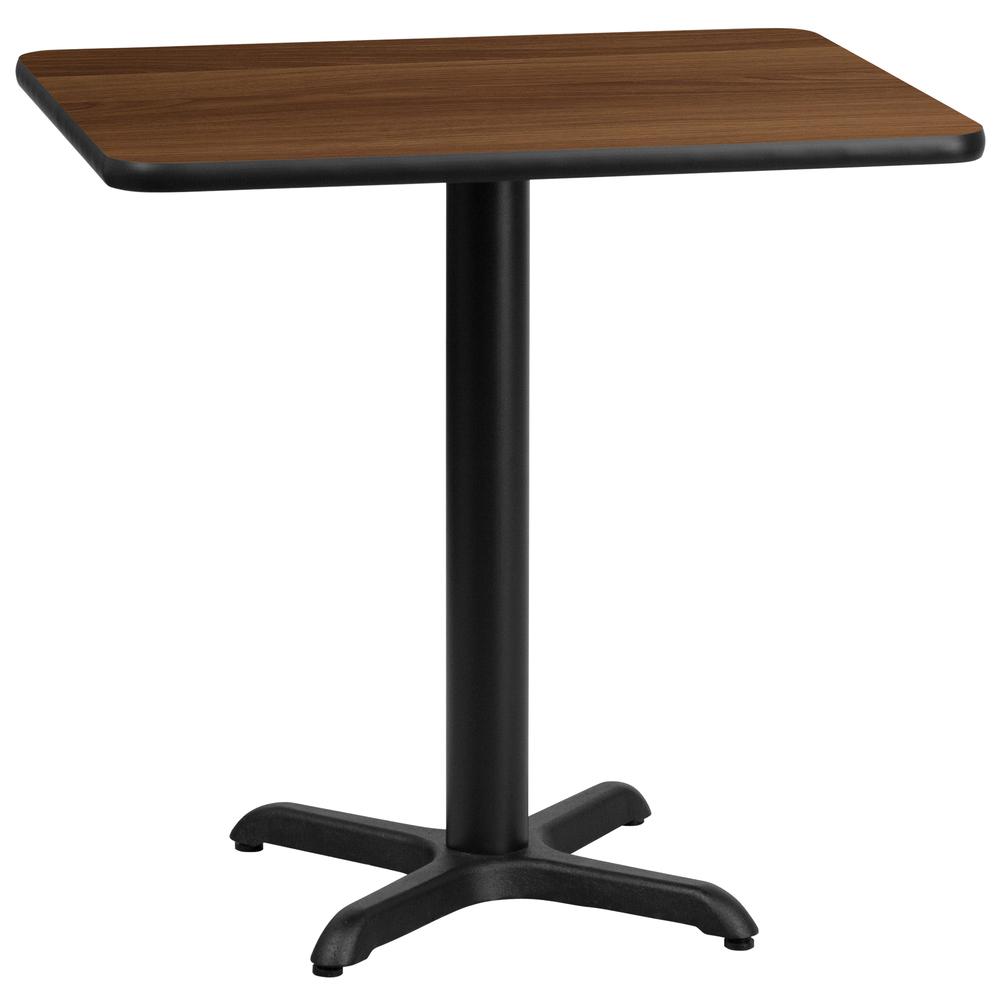 24'' x 30'' Rectangular Walnut Laminate Table Top with 22'' x 22'' Table Height Base. Picture 1