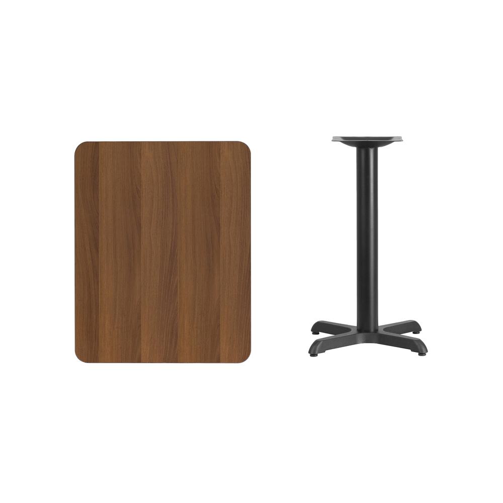 24'' x 30'' Rectangular Walnut Laminate Table Top with 22'' x 22'' Table Height Base. Picture 2