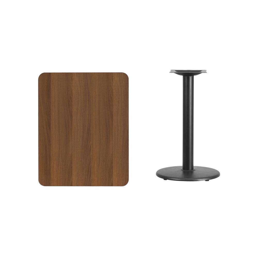 24'' x 30'' Rectangular Walnut Laminate Table Top with 18'' Round Table Height Base. Picture 2