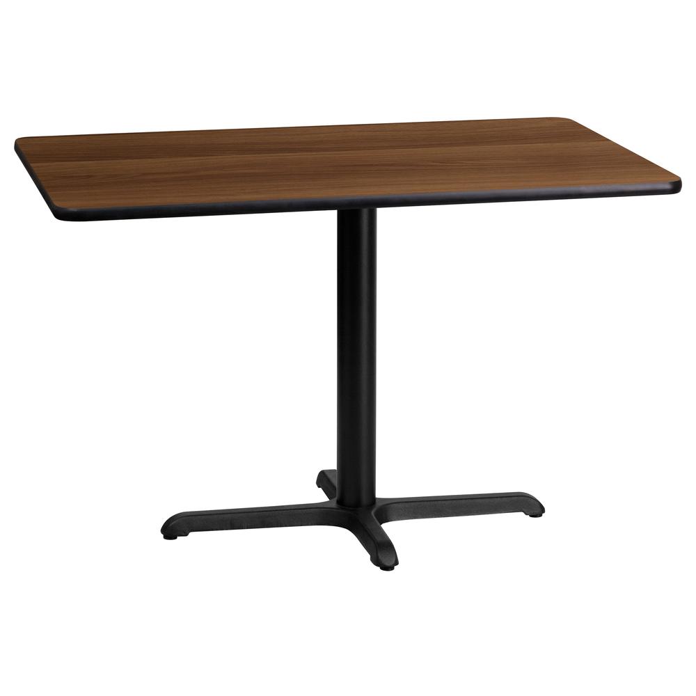 24'' x 42'' Rectangular Walnut Laminate Table Top with 23.5'' x 29.5'' Table Height Base. Picture 1