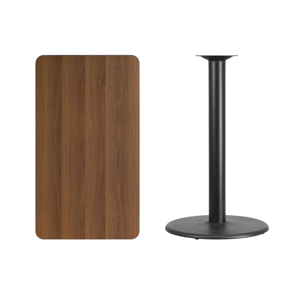 24'' x 42'' Rectangular Walnut Laminate Table Top with 24'' Round Bar Height Table Base. Picture 2