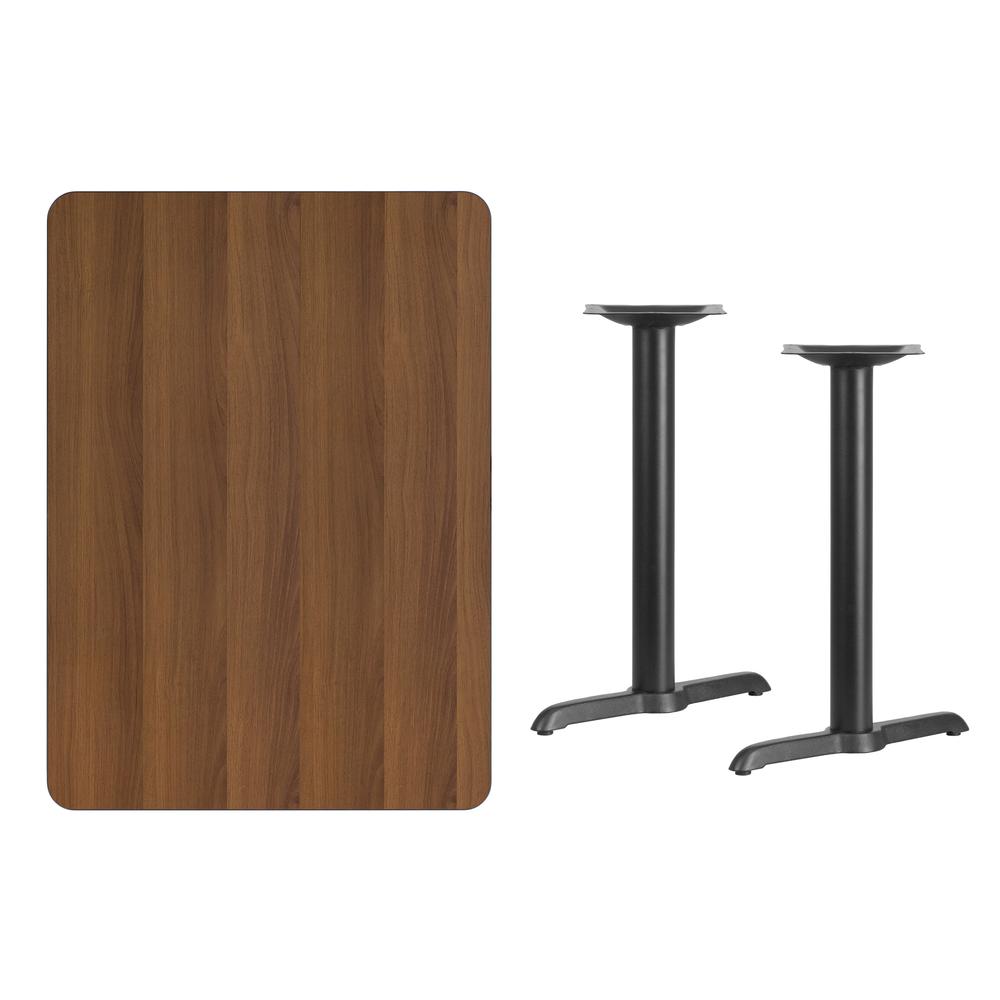 30'' x 42'' Rectangular Walnut Laminate Table Top with 5'' x 22'' Table Height Bases. Picture 2