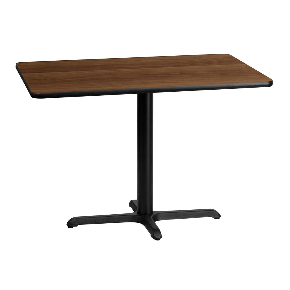 30'' x 42'' Rectangular Walnut Laminate Table Top with 23.5'' x 29.5'' Table Height Base. Picture 1