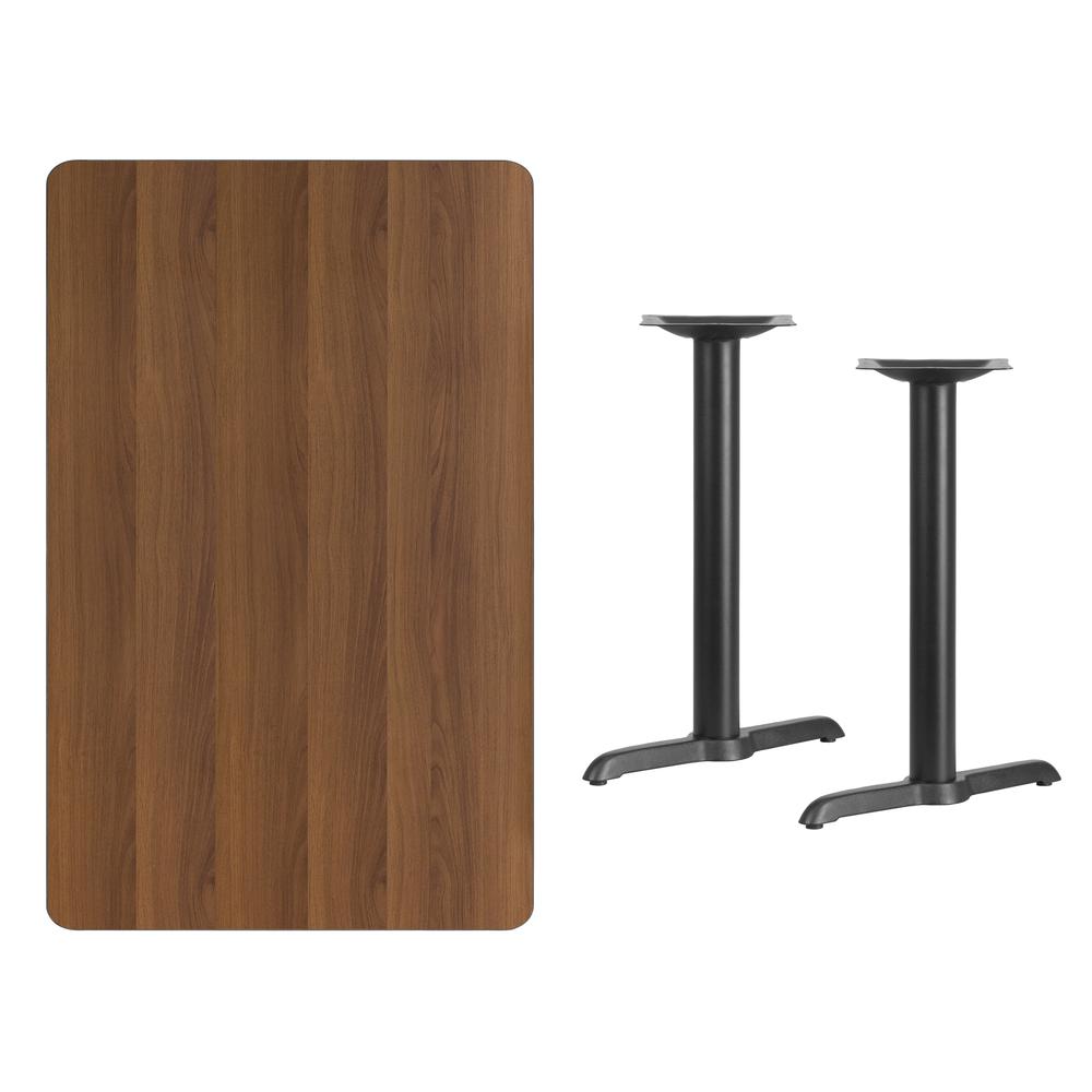 30'' x 48'' Rectangular Walnut Laminate Table Top with 5'' x 22'' Table Height Bases. Picture 2