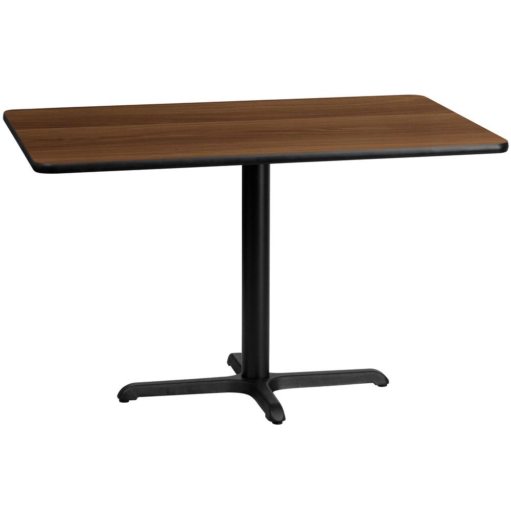 30'' x 48'' Rectangular Walnut Table Top with 23.5'' x 29.5'' Table Height Base. Picture 1